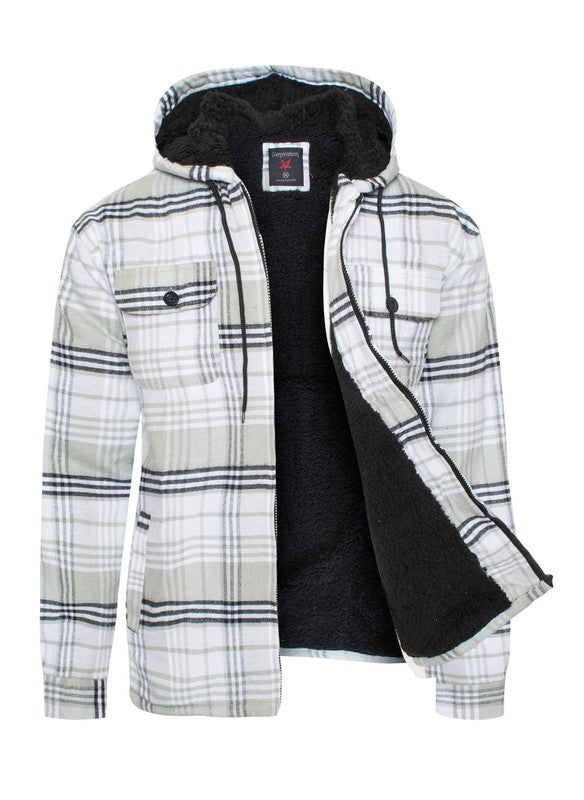 Men's Flannel Sherpa Lining Jacket free shipping -Oh Em Gee Boutique