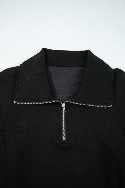 Solid Quarter-Zip Top and Drawstring Pants Set free shipping -Oh Em Gee Boutique