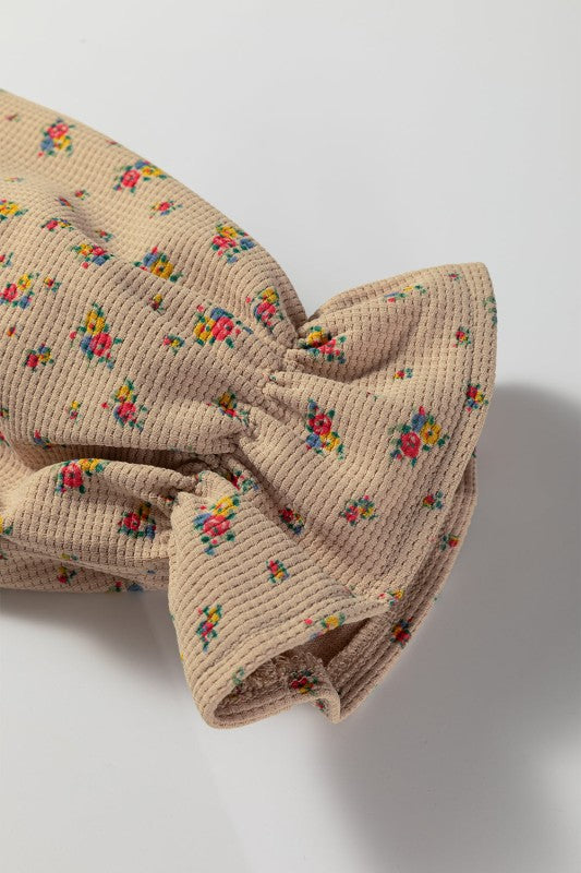 Floral Plaid Patchwork Ruffle Waffle Knit Shacket free shipping -Oh Em Gee Boutique