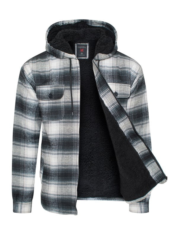 Men's Flannel Sherpa Lining Jacket free shipping -Oh Em Gee Boutique