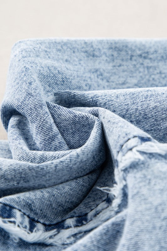 Denim Frayed Reverse Seam Wide Leg Overall free shipping -Oh Em Gee Boutique