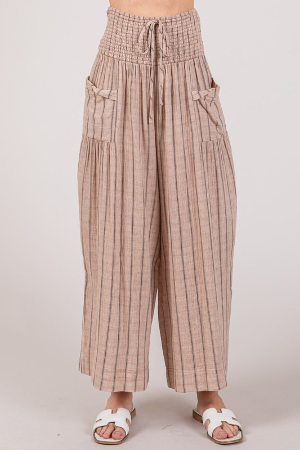 SAGE + FIG Cotton Gauze Wash Stripe Pants free shipping -Oh Em Gee Boutique