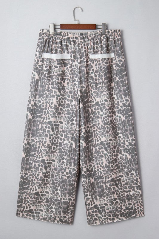 Plus Size Leopard Patch Pocket Drawstring Pants free shipping -Oh Em Gee Boutique
