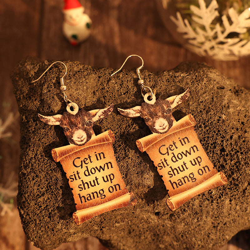 Donkey Letter Wooden Dangle Earrings free shipping -Oh Em Gee Boutique