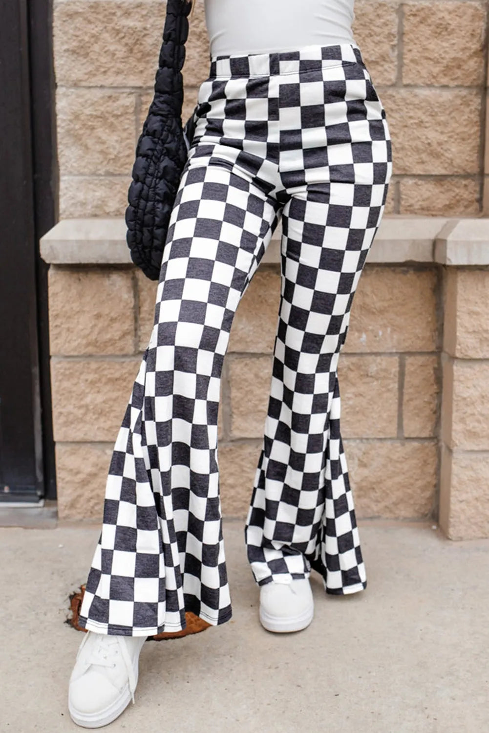 Checkered Flare Pants with Pockets free shipping -Oh Em Gee Boutique