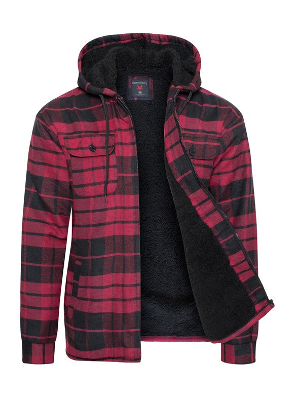 Men's Flannel Sherpa Lining Jacket free shipping -Oh Em Gee Boutique