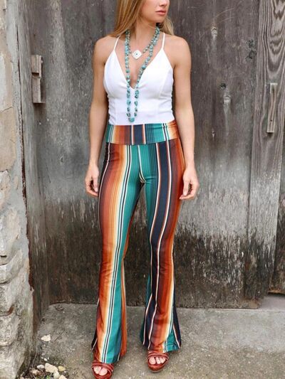 High Waist Striped Bootcut Pants free shipping -Oh Em Gee Boutique