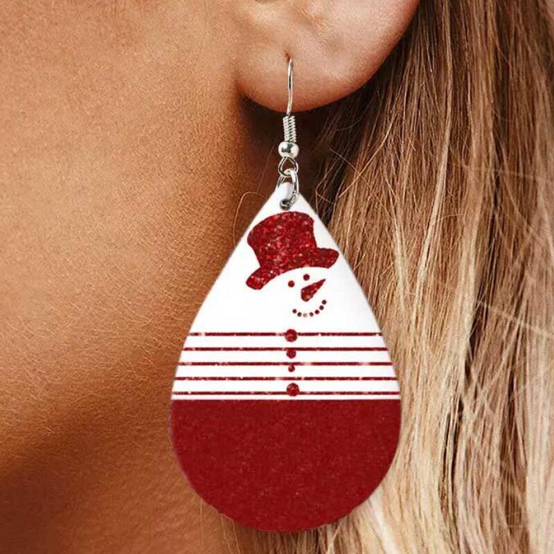 Snowman PU Leather Dangle Earrings free shipping -Oh Em Gee Boutique