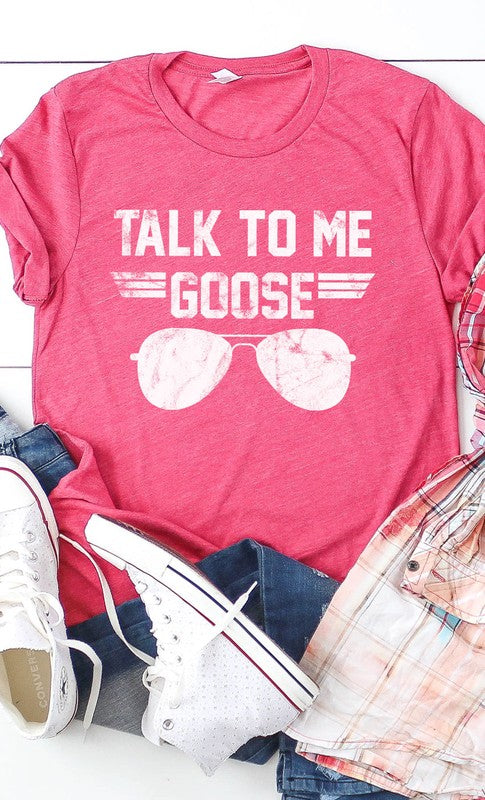 Talk to Me Goose White Ink Graphic Tee PLUS free shipping -Oh Em Gee Boutique