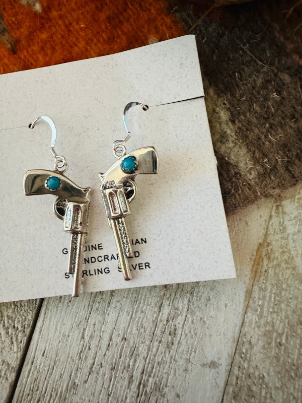 Handcrafted Turquoise And Sterling Silver Pistol D free shipping -Oh Em Gee Boutique