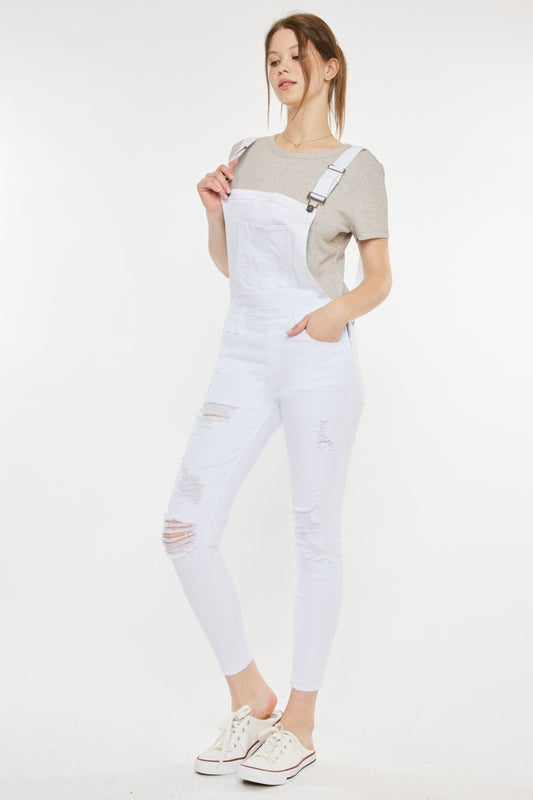 Kancan Distressed Skinny Denim Overalls free shipping -Oh Em Gee Boutique