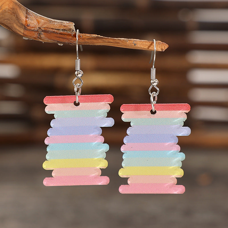 Acrylic Rainbow Dangle Earrings free shipping -Oh Em Gee Boutique