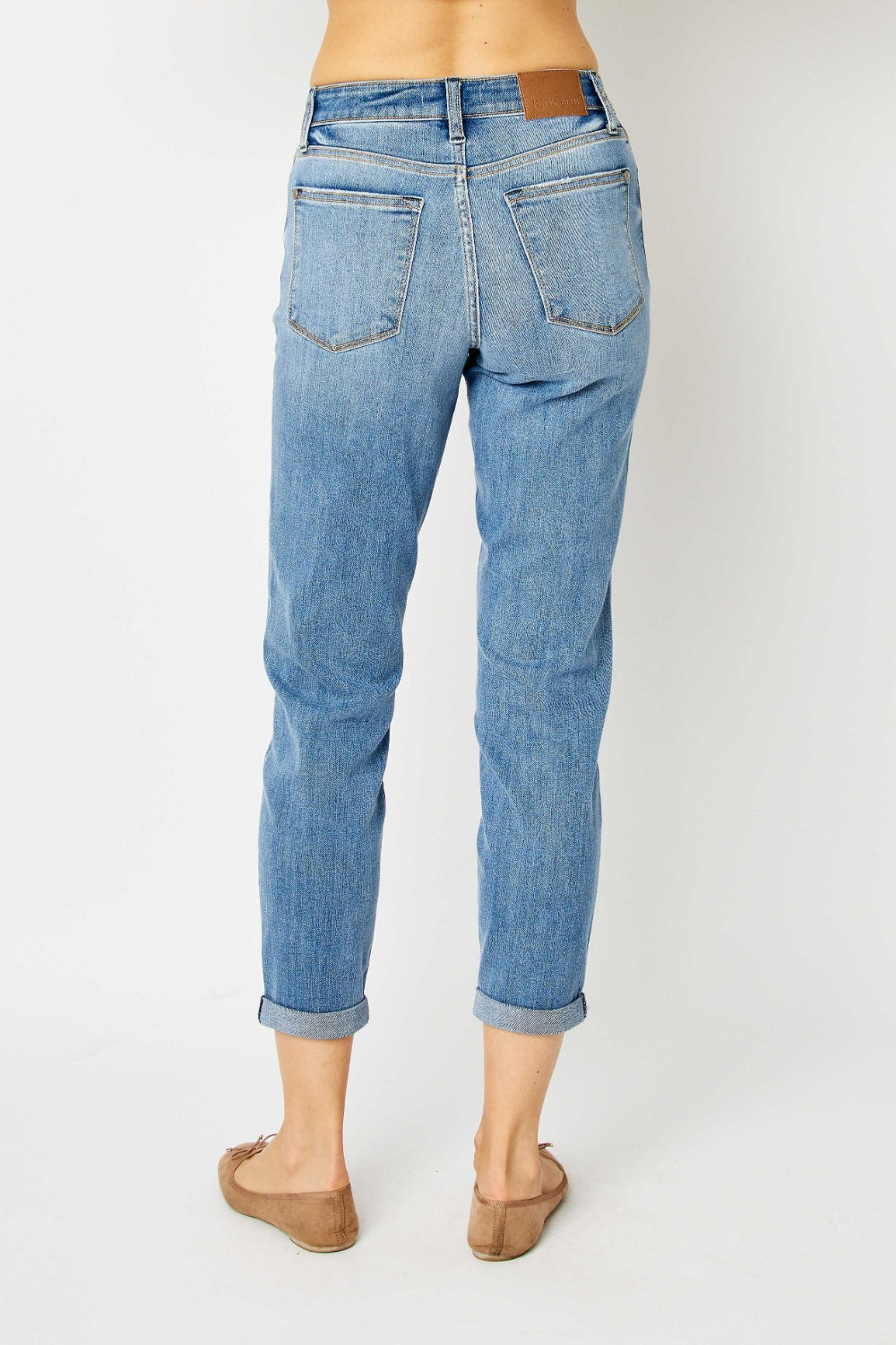 Judy Blue Full Size Cuffed Hem Slim Jeans free shipping -Oh Em Gee Boutique