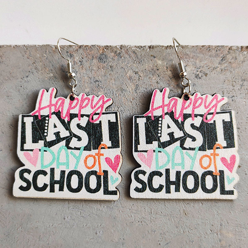 School Theme Wooden Dangle Earrings free shipping -Oh Em Gee Boutique