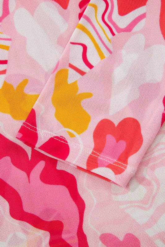 Valentine Heart Mesh Long Sleeve Top free shipping -Oh Em Gee Boutique