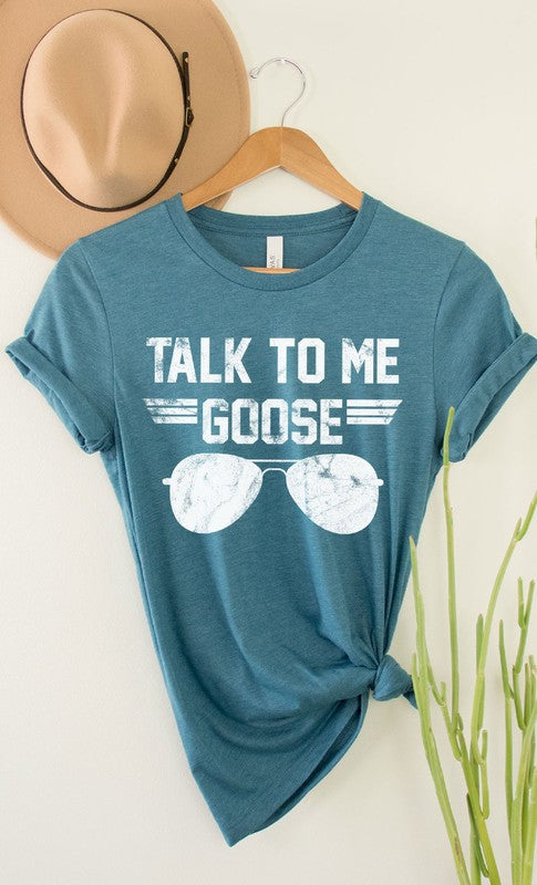 Talk to Me Goose White Ink Graphic Tee PLUS free shipping -Oh Em Gee Boutique