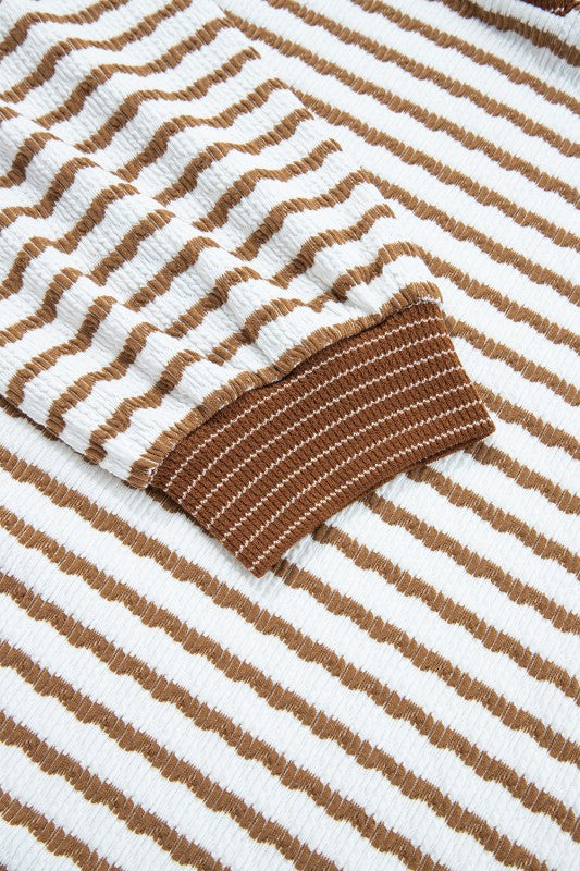 Plus Size Stripe V-Neck Pullover and Drawstring Pants Set free shipping -Oh Em Gee Boutique