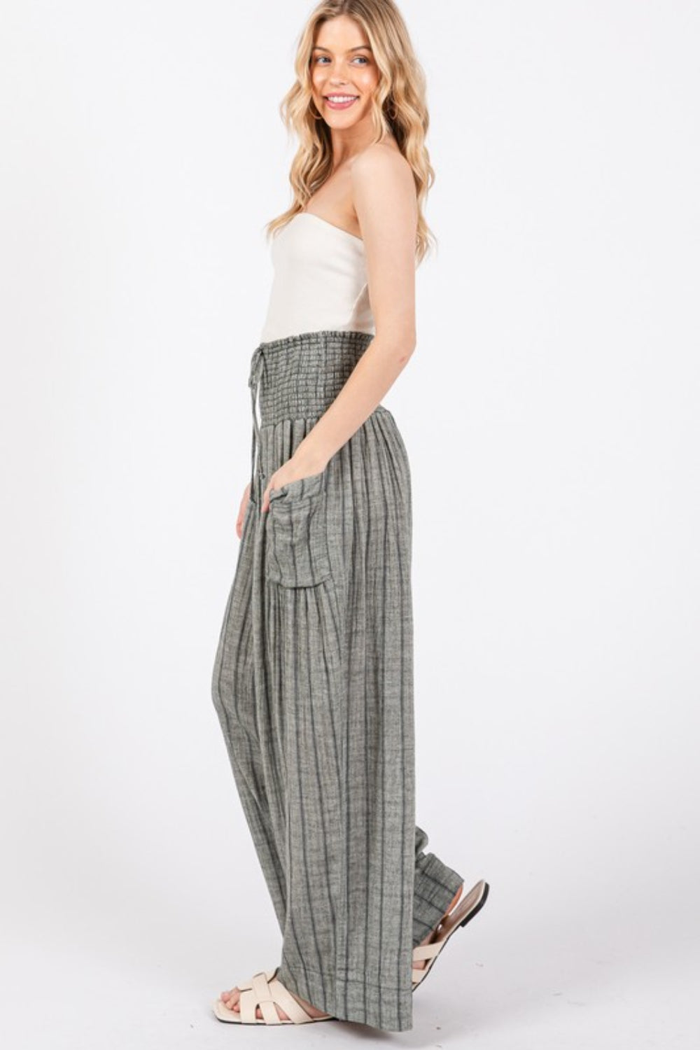 SAGE + FIG Cotton Gauze Wash Stripe Pants free shipping -Oh Em Gee Boutique