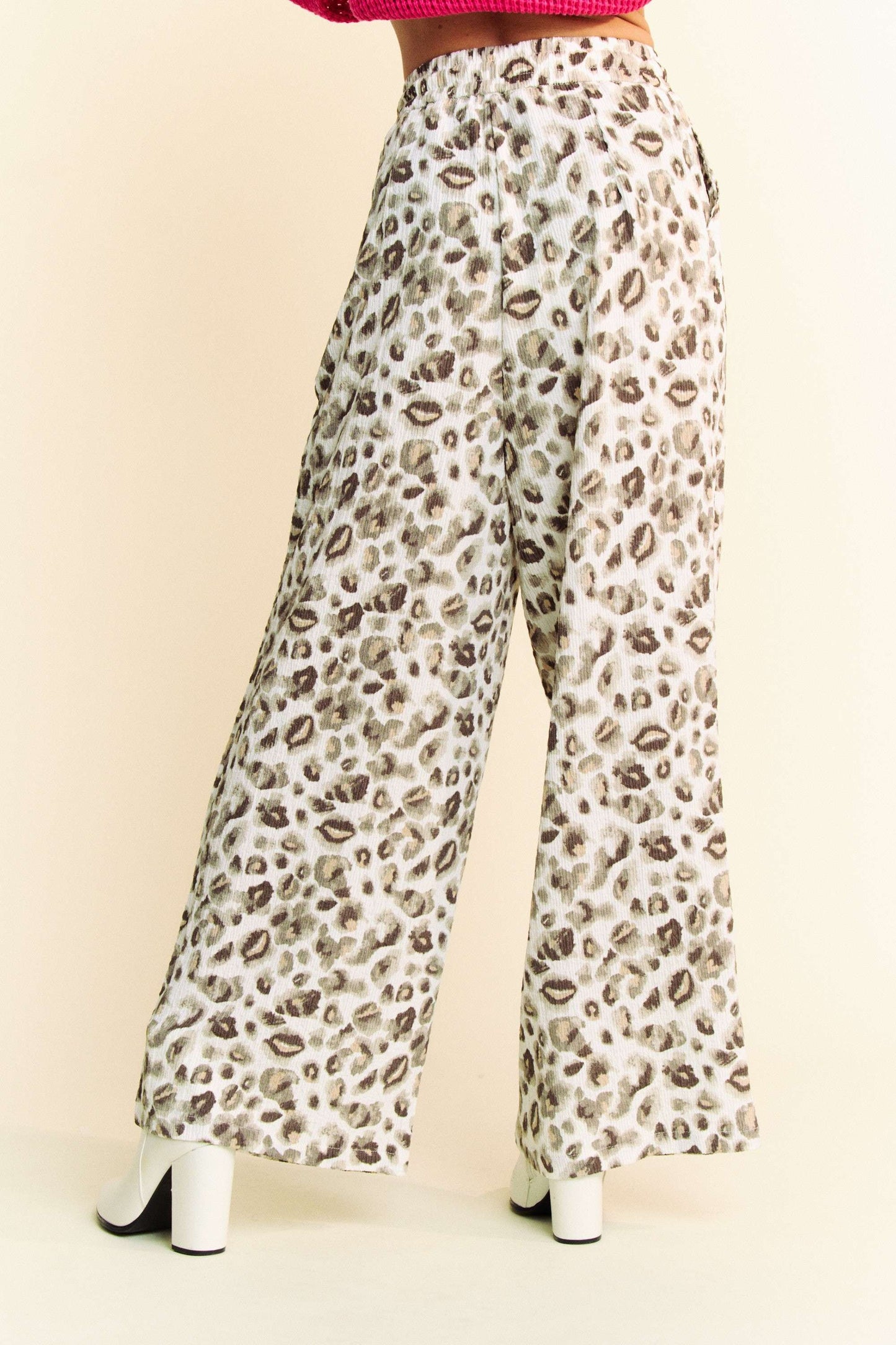 Davi & Dani Drawstring Leopard Wide Leg Pants free shipping -Oh Em Gee Boutique