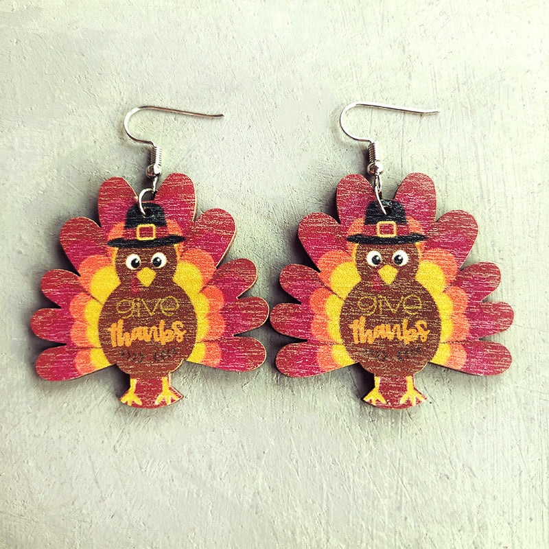 Thanksgiving Turkey Drop Earrings free shipping -Oh Em Gee Boutique