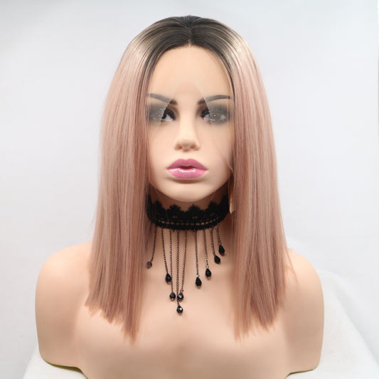 13*3" Lace Front Wigs Synthetic Mid-length Straight 12" 130% Density free shipping -Oh Em Gee Boutique