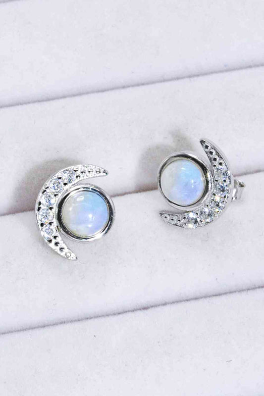 925 Sterling Silver Moonstone Stud Earrings free shipping -Oh Em Gee Boutique