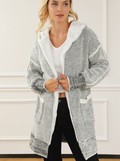 Open Front Hooded Winter Coat with Pockets free shipping -Oh Em Gee Boutique