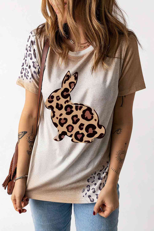 Easter Leopard Bunny Graphic Tee Shirt free shipping -Oh Em Gee Boutique