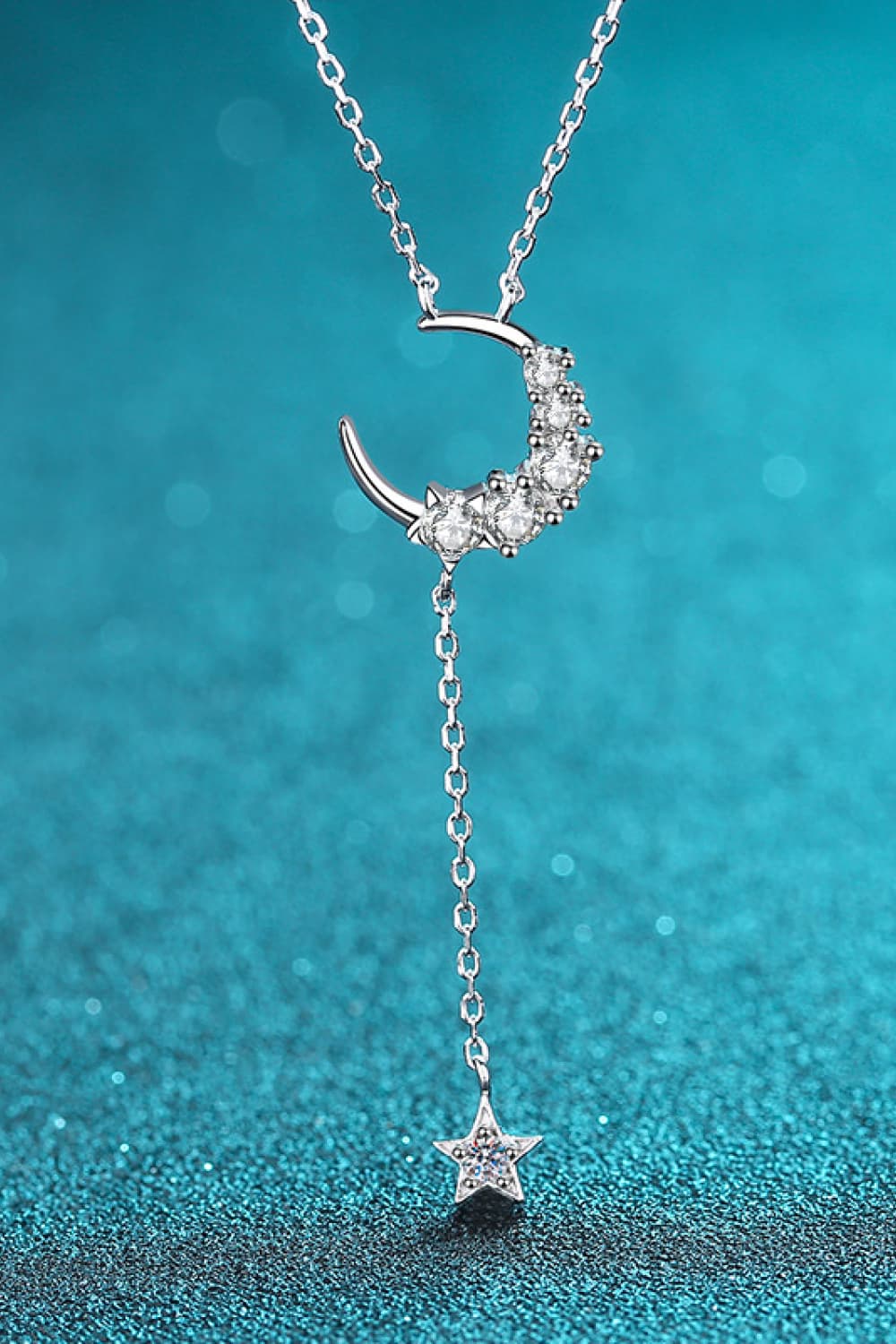 Star & Moon Moissanite Necklace free shipping -Oh Em Gee Boutique