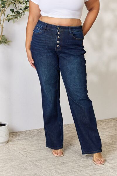 Judy Blue Full Size Button-Fly Straight JeansJudy Blue Full Size Button-Fly Straight Jeans free shipping -Oh Em Gee Boutique