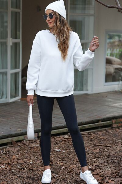 Letter Graphic Dropped Shoulder Sweatshirt free shipping -Oh Em Gee Boutique