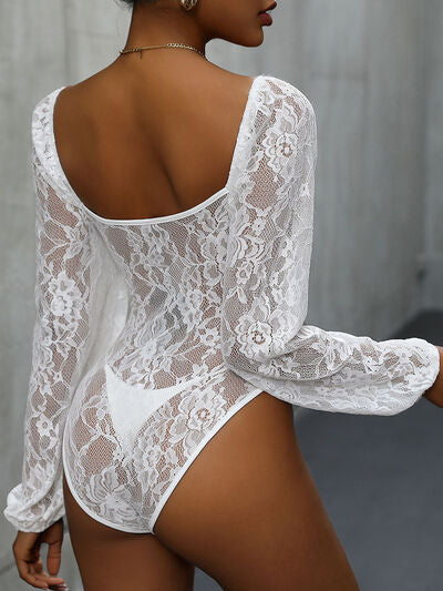 Lace Balloon Sleeve Bodysuit free shipping -Oh Em Gee Boutique