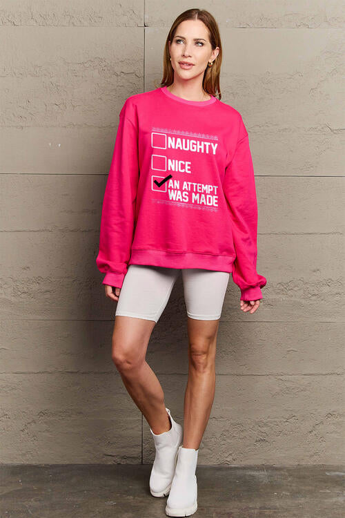 Simply Love Full Size Letter Graphic Long Sleeve Sweatshirt free shipping -Oh Em Gee Boutique