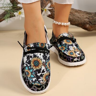 Sunflower Pattern Flat Loafers free shipping -Oh Em Gee Boutique