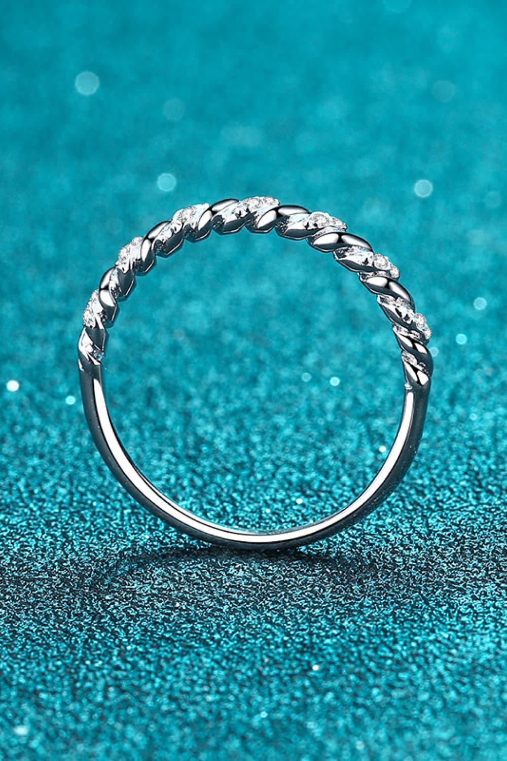 Moissanite Rhodium-Plated Half-Eternity Ring free shipping -Oh Em Gee Boutique