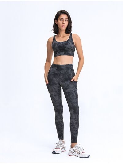 Double Take Wide Waistband Leggings with Pockets free shipping -Oh Em Gee Boutique