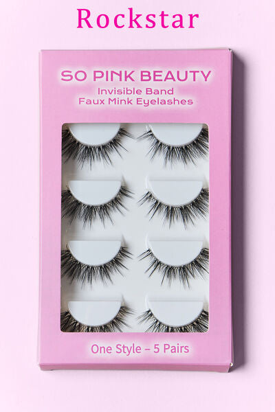 SO PINK BEAUTY Faux Mink Eyelashes 5 Pairs free shipping -Oh Em Gee Boutique