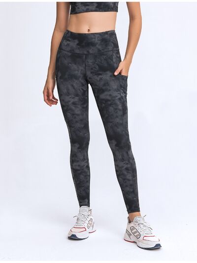 Double Take Wide Waistband Leggings with Pockets free shipping -Oh Em Gee Boutique