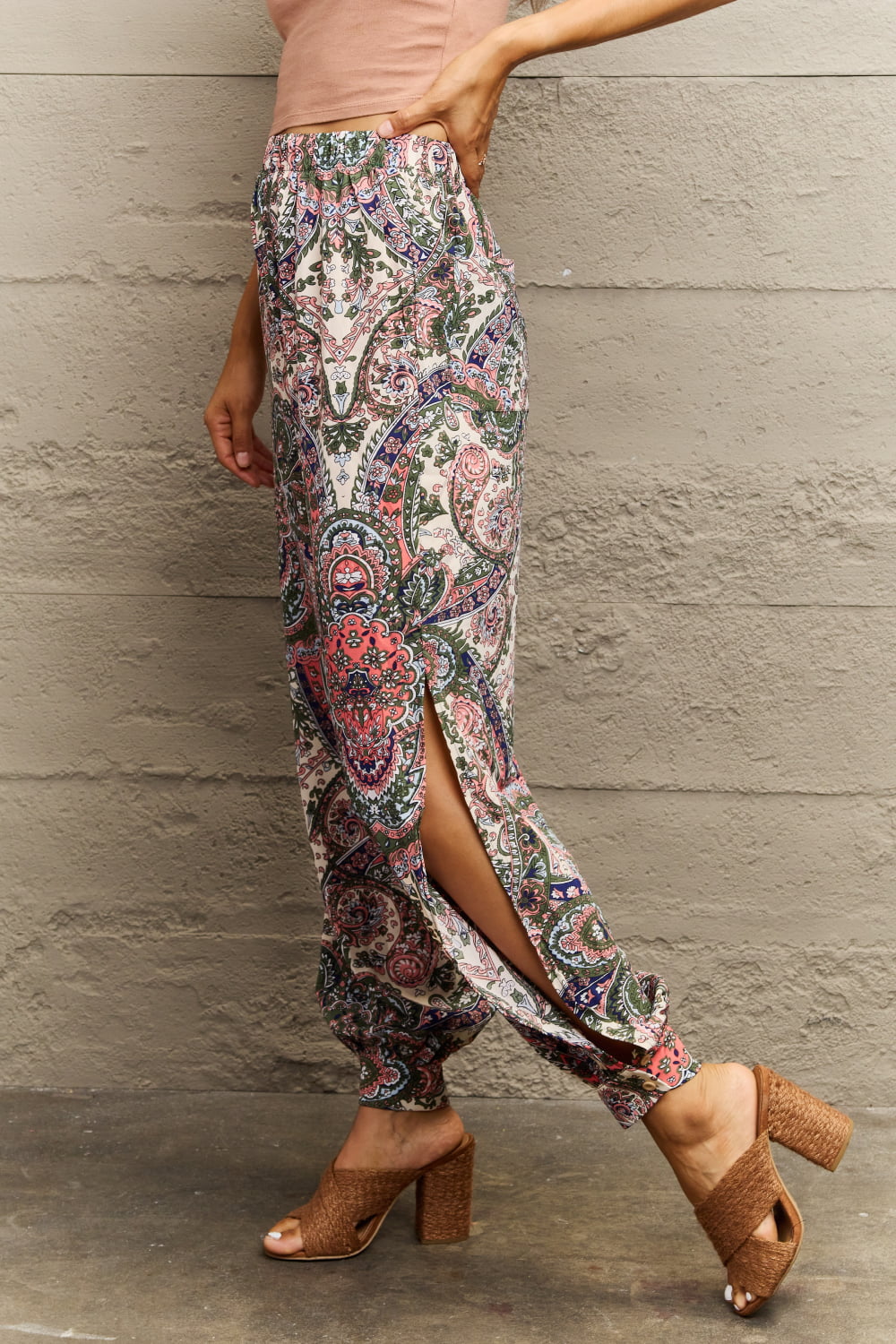 Printed Cutout Long Pants free shipping -Oh Em Gee Boutique