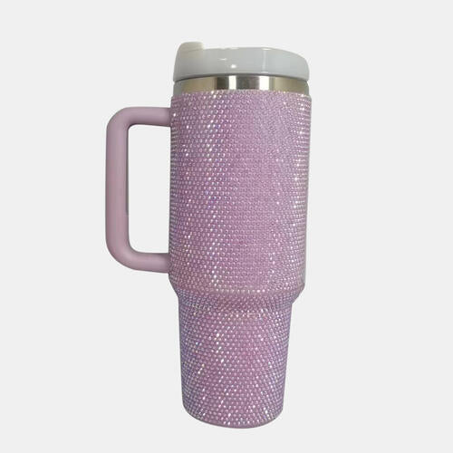 Rhinestone Stainless Steel Tumbler with Straw free shipping -Oh Em Gee Boutique