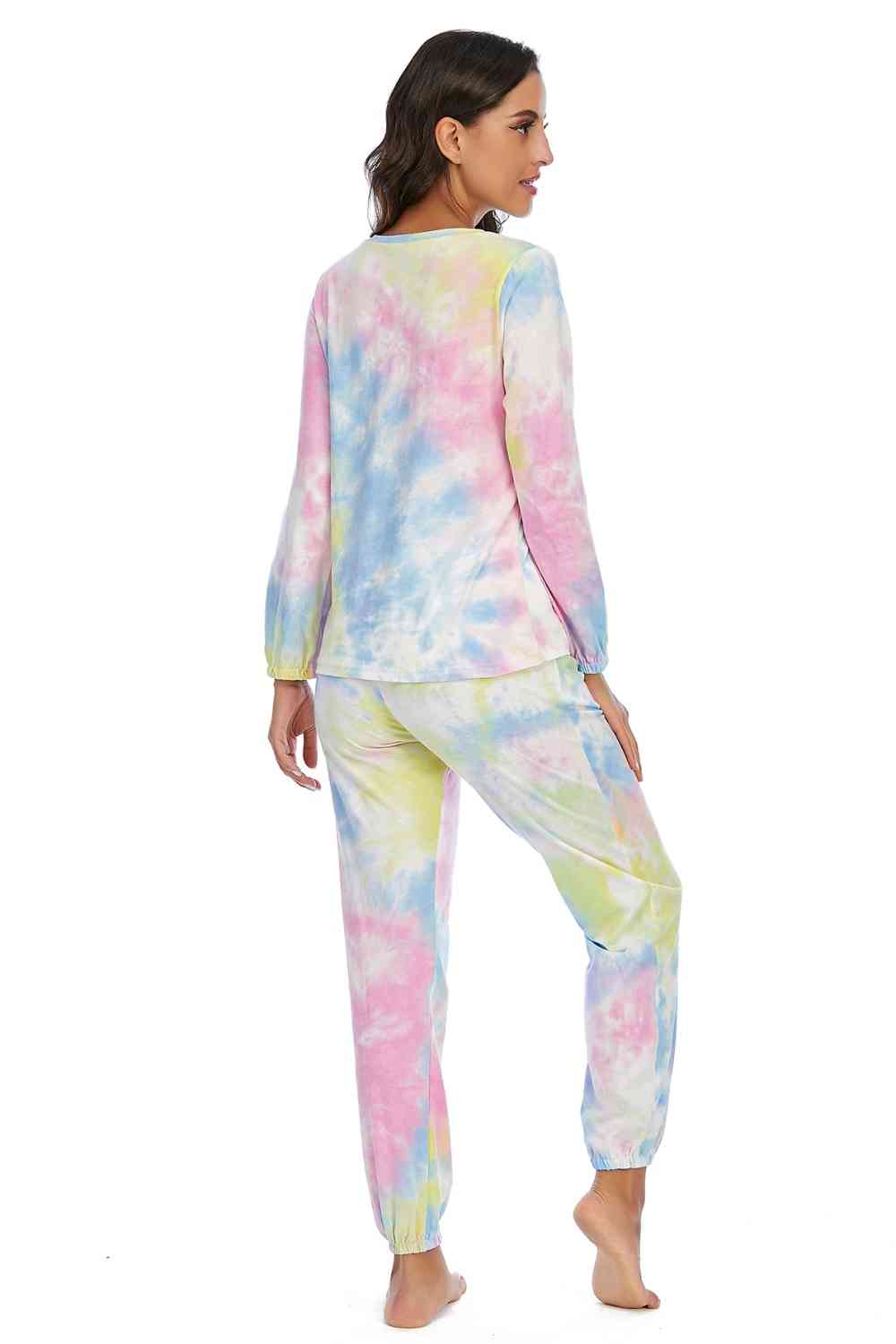 Tie-Dye Top and Drawstring Pants Lounge Set free shipping -Oh Em Gee Boutique
