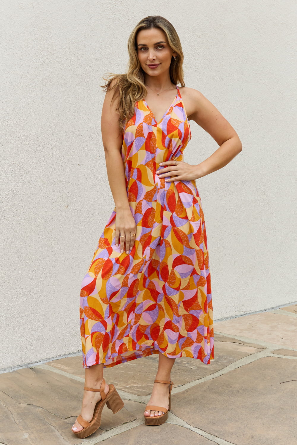 And The Why Full Size Printed Sleeveless Maxi Dress free shipping -Oh Em Gee Boutique