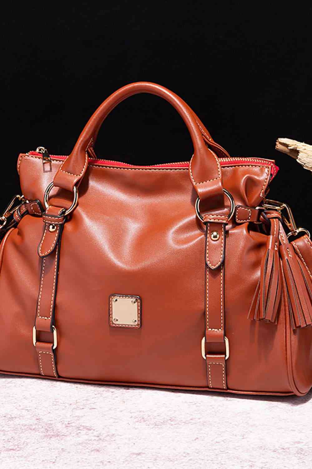 PU Leather Handbag with Tassels free shipping -Oh Em Gee Boutique