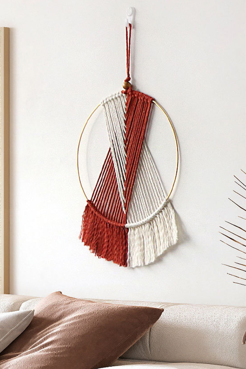 Contrast Fringe Round Macrame Wall Hanging free shipping -Oh Em Gee Boutique