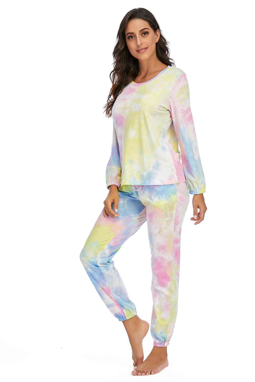 Tie-Dye Top and Drawstring Pants Lounge Set free shipping -Oh Em Gee Boutique