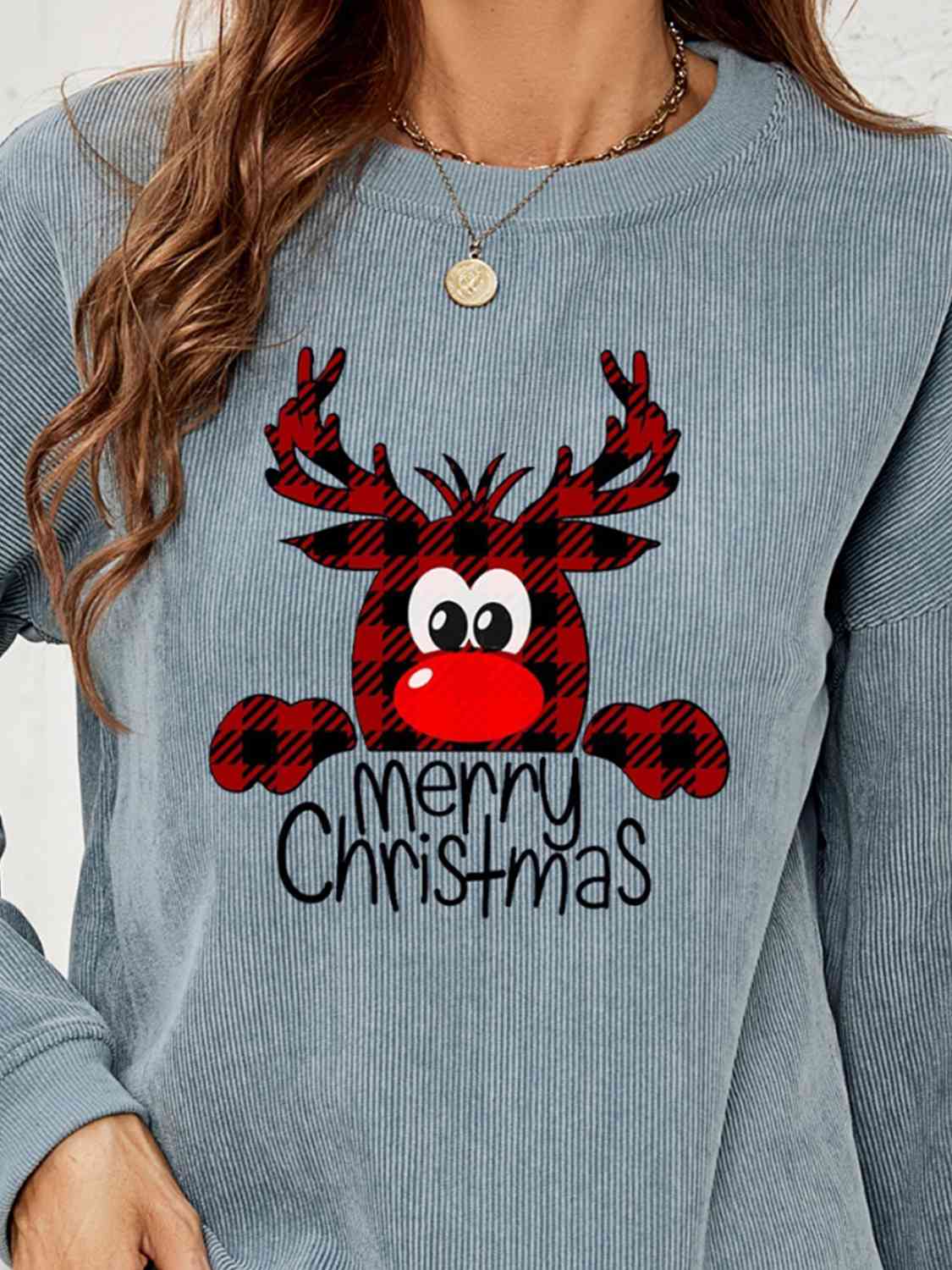 MERRY CHRISTMAS Graphic Sweatshirt free shipping -Oh Em Gee Boutique