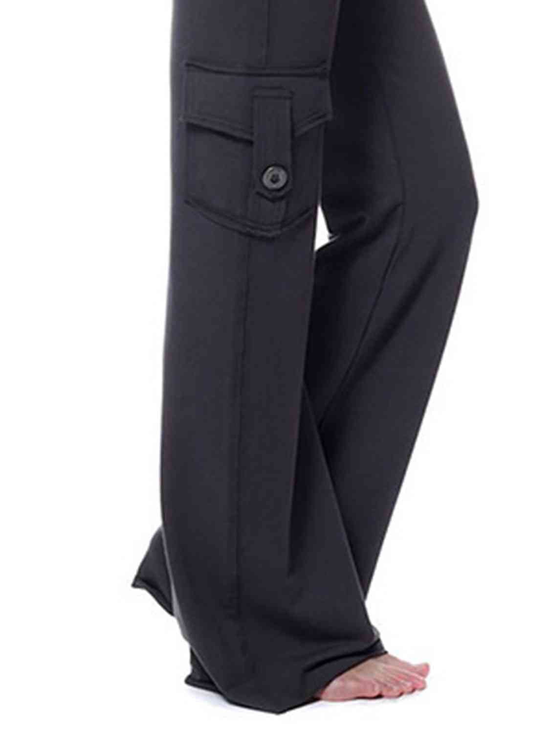 Mid Waist Pants with Pockets free shipping -Oh Em Gee Boutique