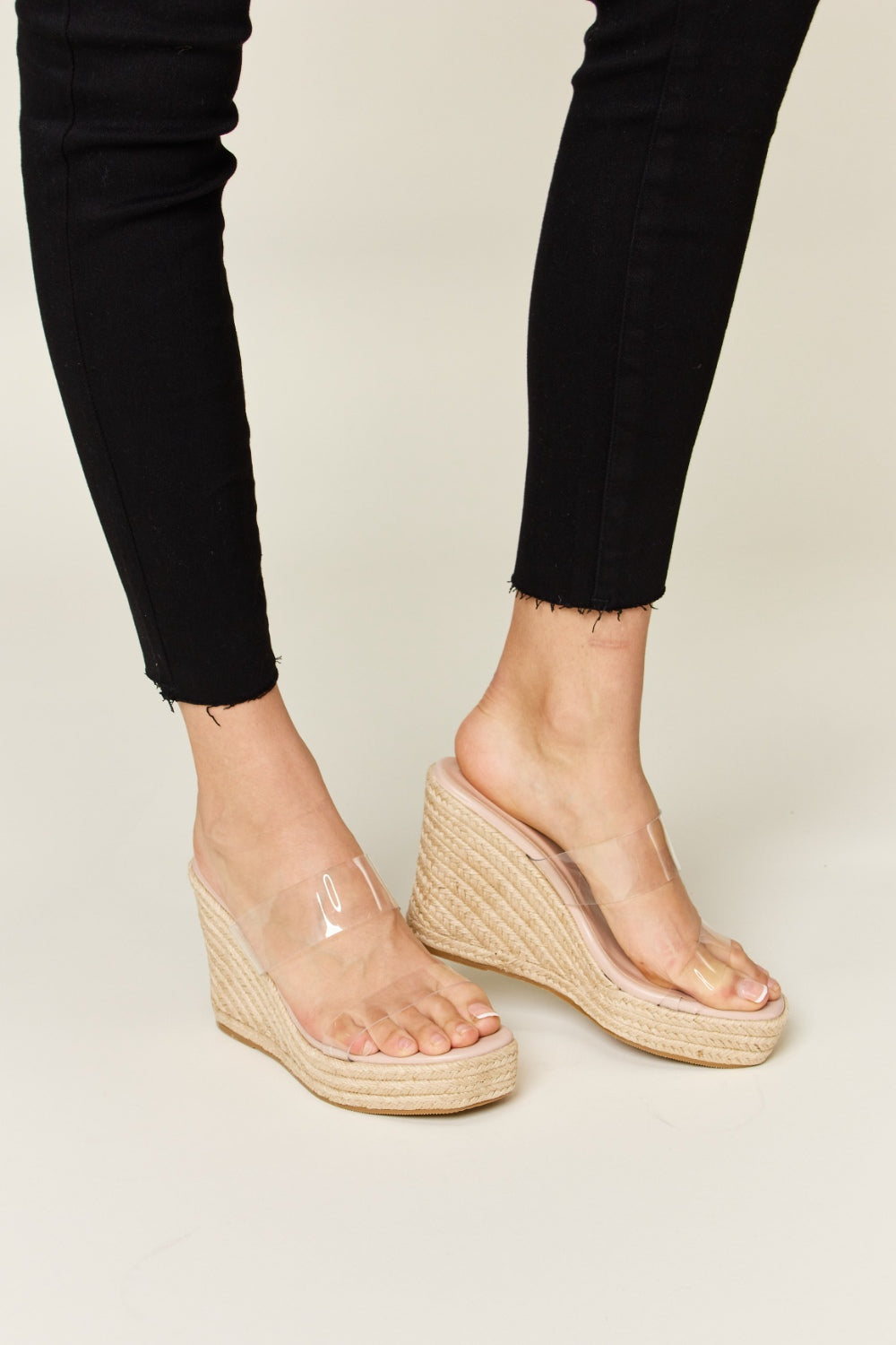 Forever Link Clear Strap Espadrille Platform Wedge Sandals free shipping -Oh Em Gee Boutique