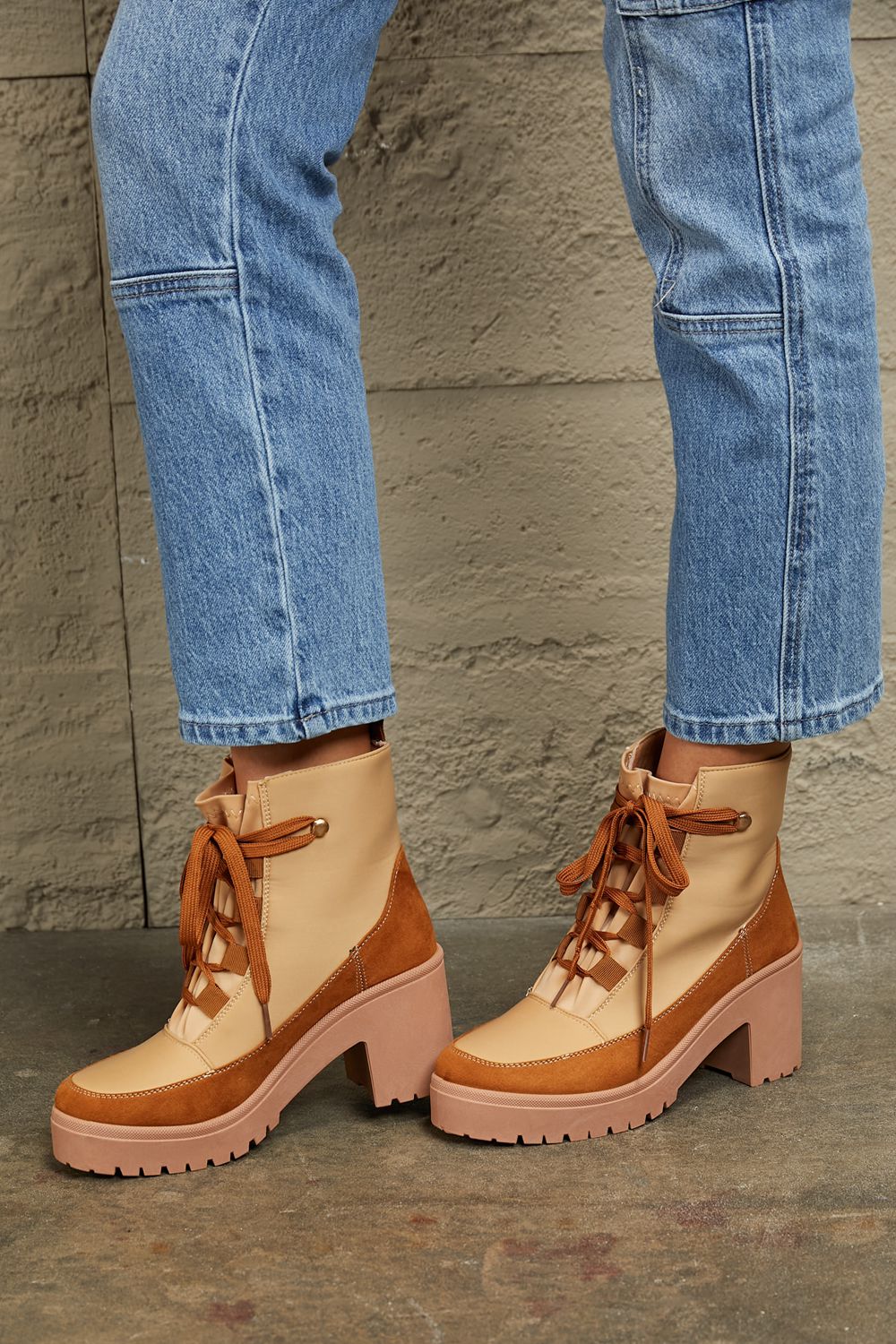East Lion Corp Lace Up Lug Booties free shipping -Oh Em Gee Boutique