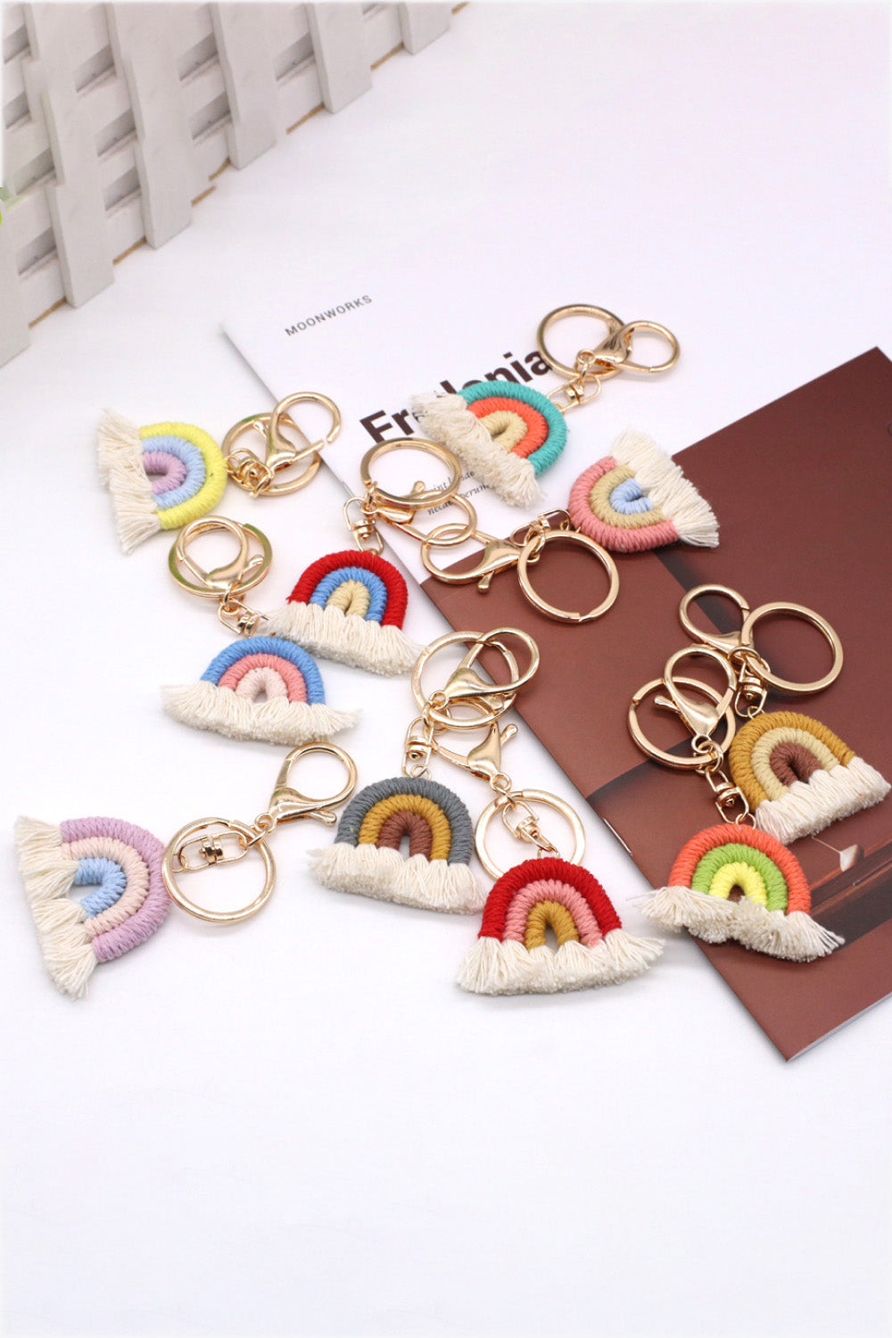 Assorted 4-Pack Rainbow Fringe Keychain free shipping -Oh Em Gee Boutique